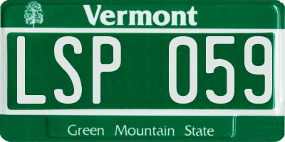 VT license plate LSP059