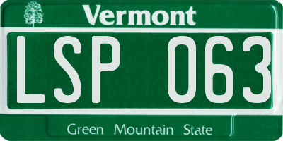 VT license plate LSP063
