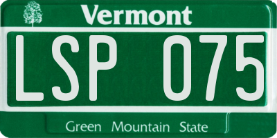 VT license plate LSP075