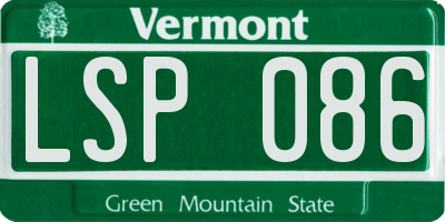 VT license plate LSP086