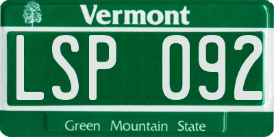 VT license plate LSP092
