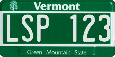 VT license plate LSP123