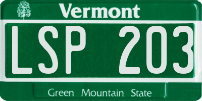 VT license plate LSP203
