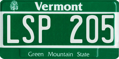 VT license plate LSP205