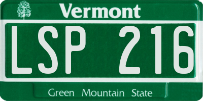 VT license plate LSP216