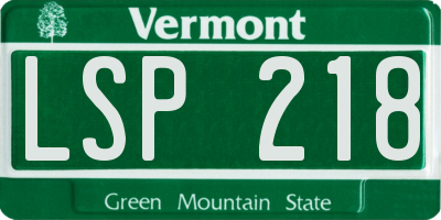 VT license plate LSP218