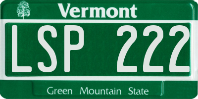 VT license plate LSP222