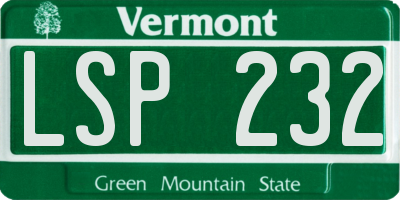 VT license plate LSP232