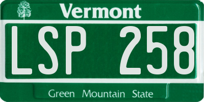 VT license plate LSP258