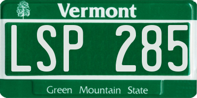 VT license plate LSP285