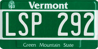 VT license plate LSP292