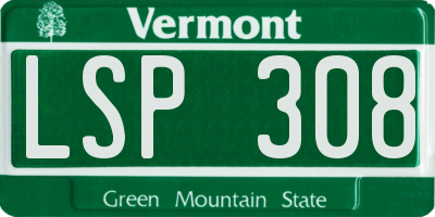 VT license plate LSP308