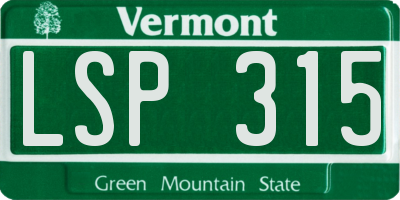 VT license plate LSP315