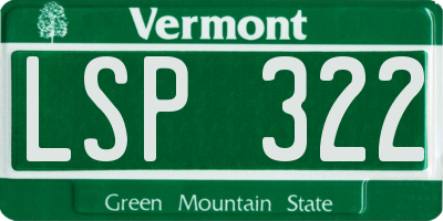 VT license plate LSP322