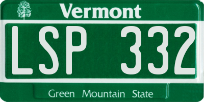 VT license plate LSP332