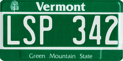 VT license plate LSP342