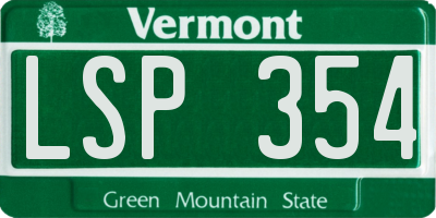 VT license plate LSP354