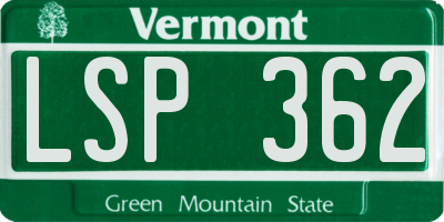 VT license plate LSP362