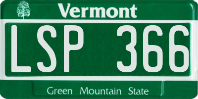 VT license plate LSP366