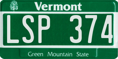 VT license plate LSP374