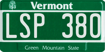 VT license plate LSP380