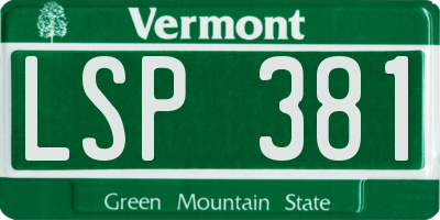 VT license plate LSP381