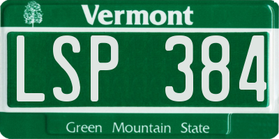 VT license plate LSP384