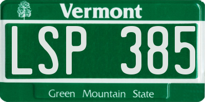 VT license plate LSP385