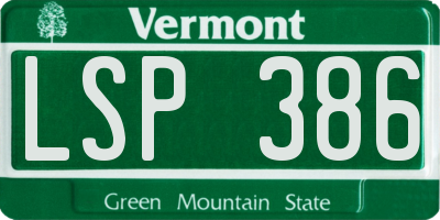 VT license plate LSP386