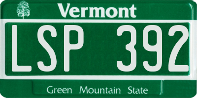 VT license plate LSP392