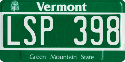 VT license plate LSP398