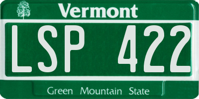 VT license plate LSP422
