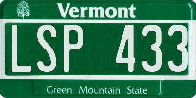 VT license plate LSP433