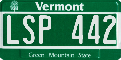 VT license plate LSP442