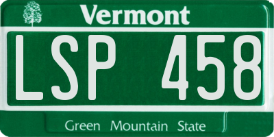 VT license plate LSP458
