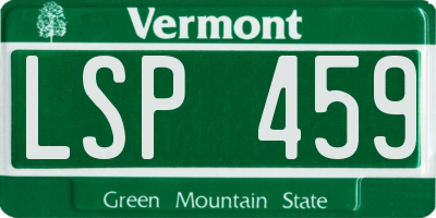 VT license plate LSP459