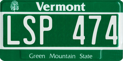 VT license plate LSP474