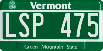 VT license plate LSP475