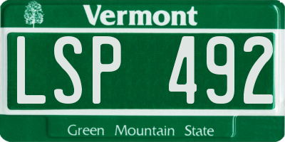VT license plate LSP492