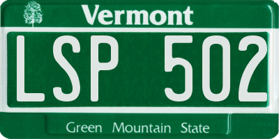 VT license plate LSP502