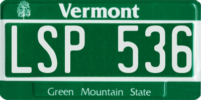 VT license plate LSP536