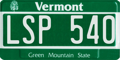 VT license plate LSP540