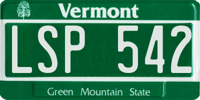 VT license plate LSP542