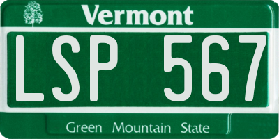 VT license plate LSP567
