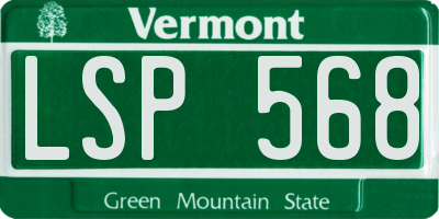 VT license plate LSP568