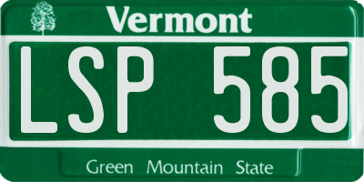 VT license plate LSP585