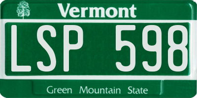 VT license plate LSP598