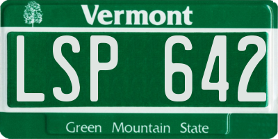 VT license plate LSP642