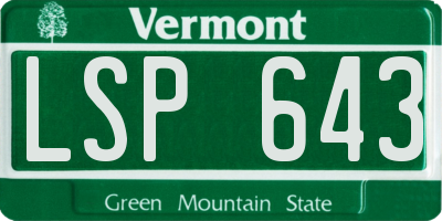 VT license plate LSP643