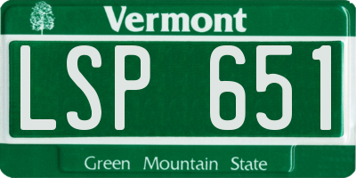 VT license plate LSP651
